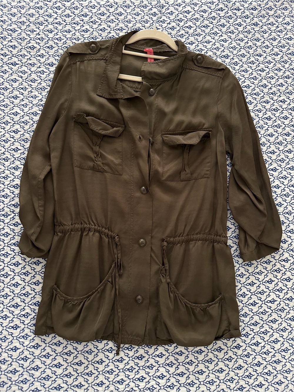 Eight Sixty Olive Lightweight Drawstring Jacket - Picture 6 of 7